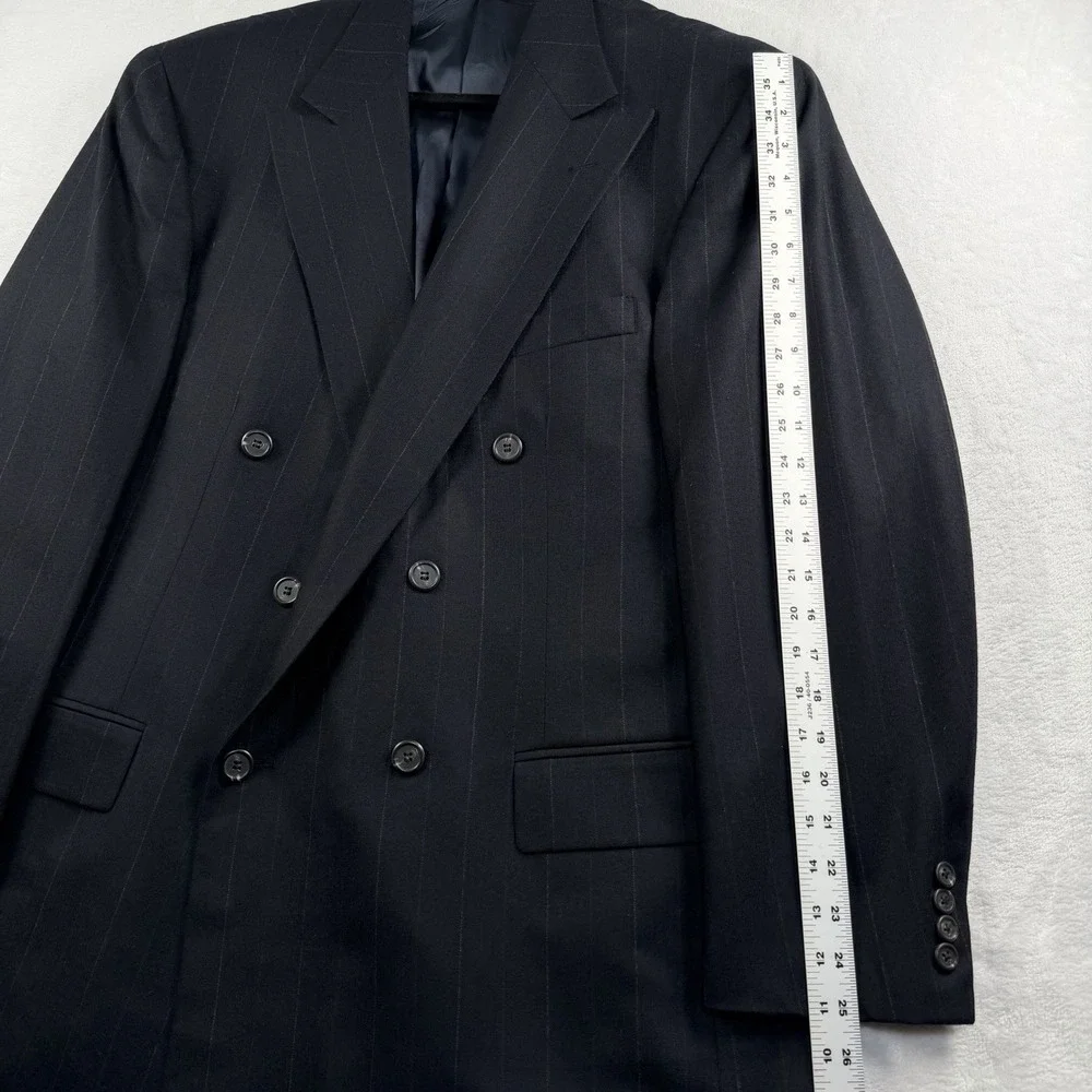 Polo University Club Ralph Lauren Double Breasted Chalk Stripe Blazer 46L Navy
